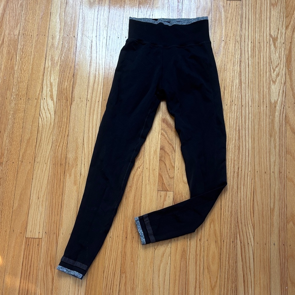 Athleta Black Leggings with Gray Trim